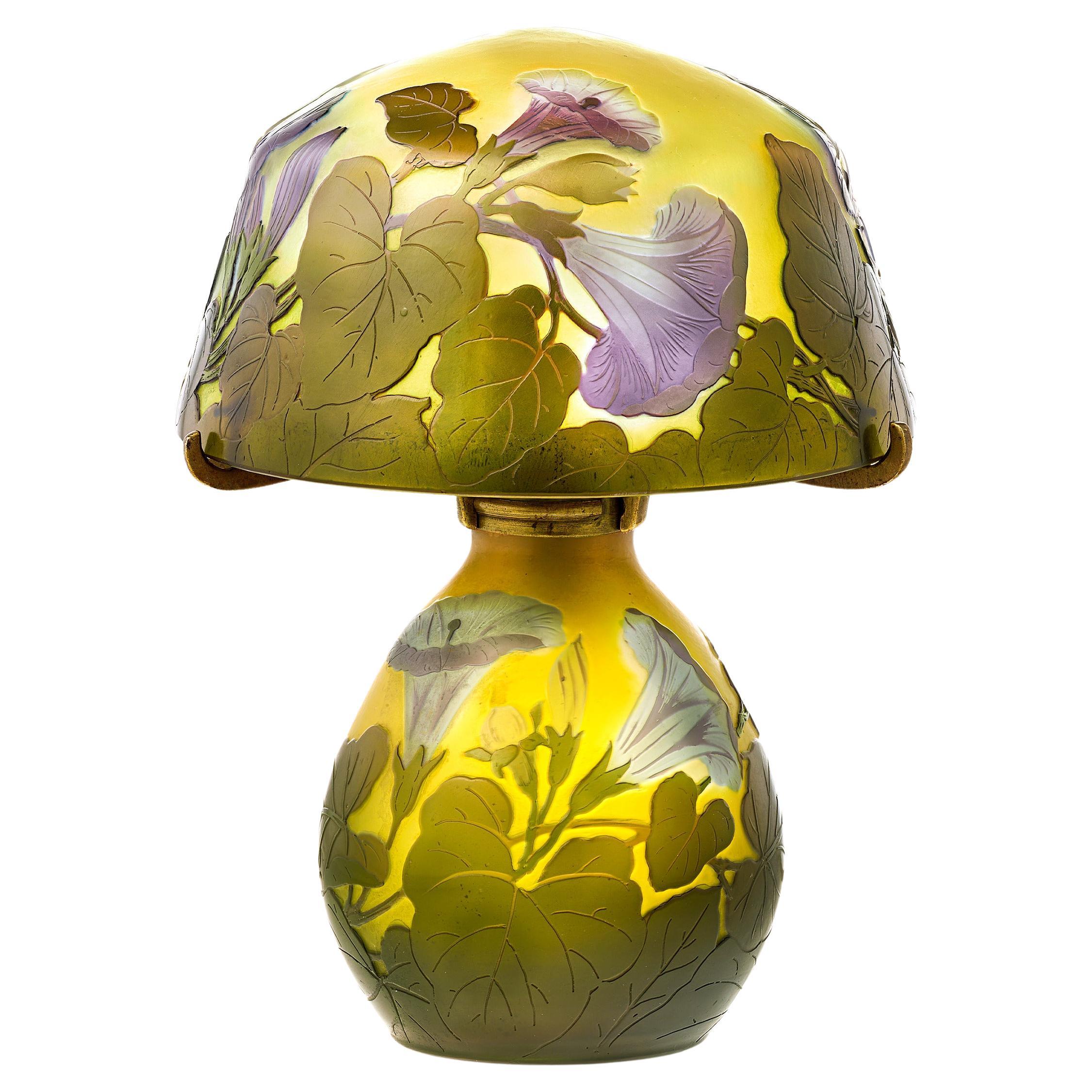 Gallé Cameo Glass Table Lamp For Sale