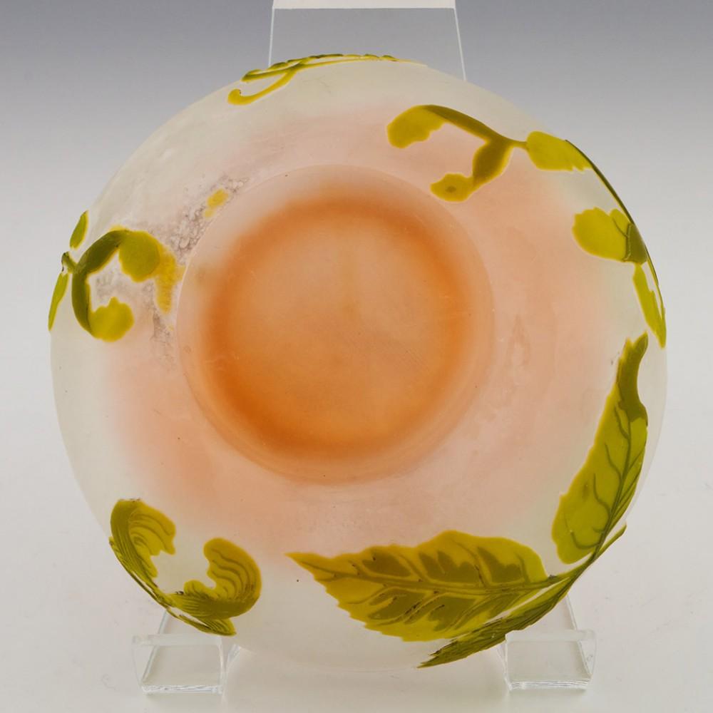 Art Glass Galle Cameo Glass Trinket Box With Ash Leaves and Seed Pods c1905