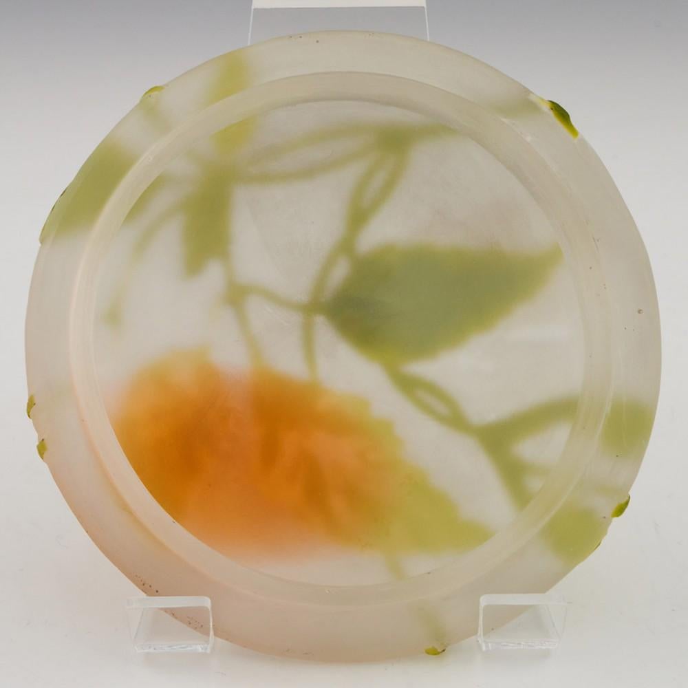 Galle Cameo Glass Trinket Box With Ash Leaves and Seed Pods c1905 2