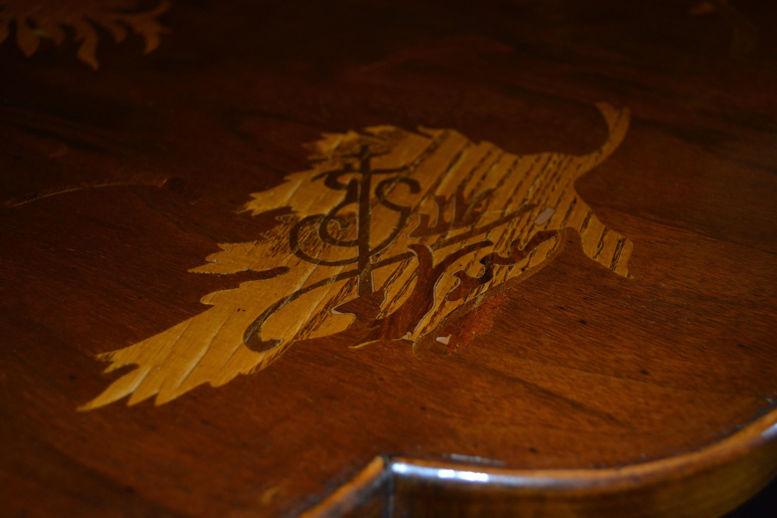 Gallè Early Art Nouveau Inlaid Fine Woods Table For Sale 4