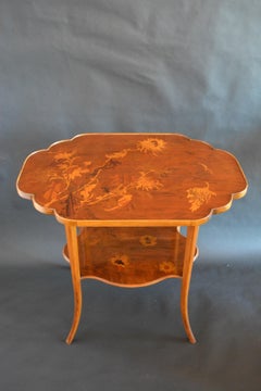 Gallè Early Art Nouveau Inlaid Fine Woods Table
