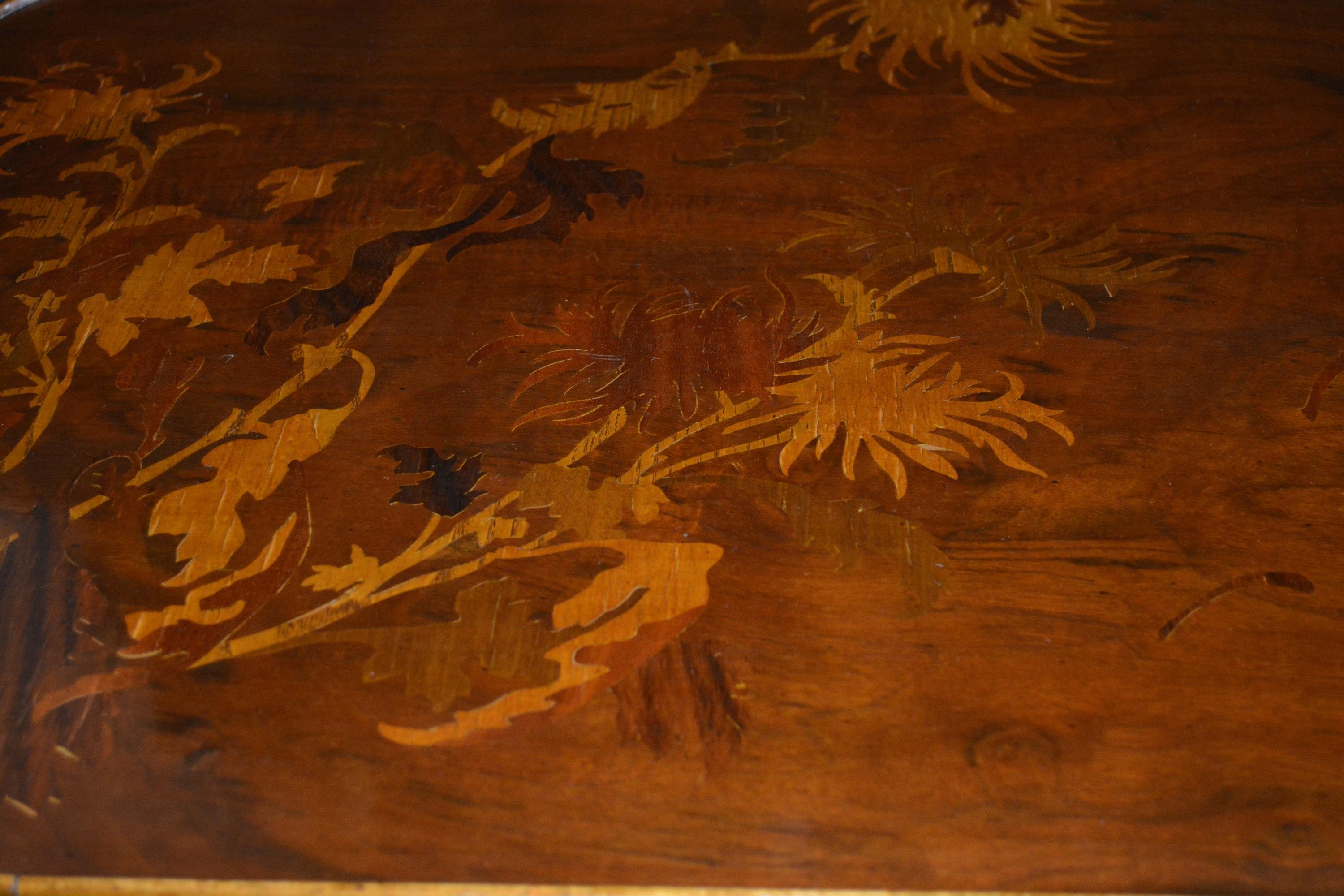 Late 19th Century Gallè Early Art Nouveau Inlaid Fine Woods Table For Sale
