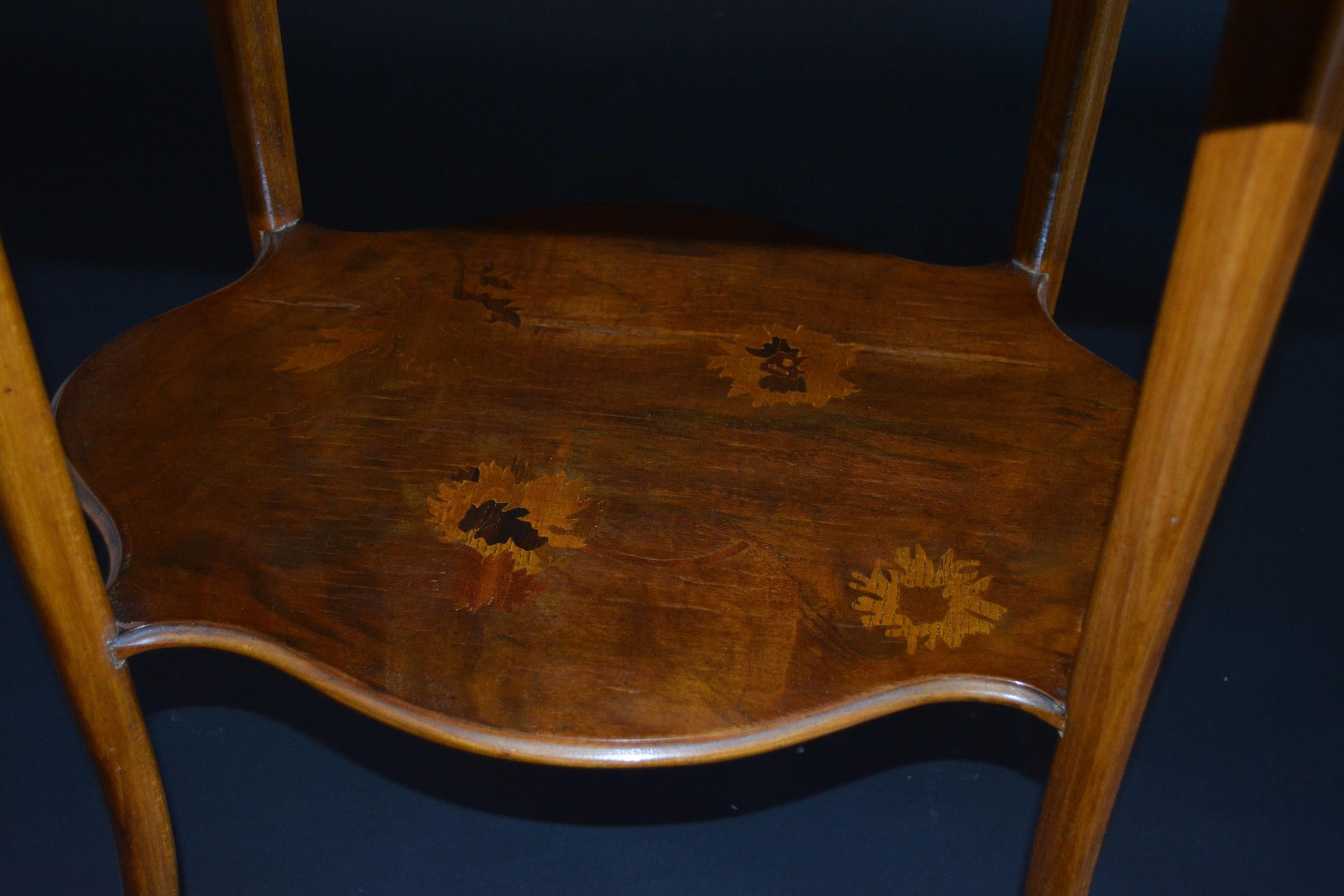 Gallè Early Art Nouveau Inlaid Fine Woods Table For Sale 2