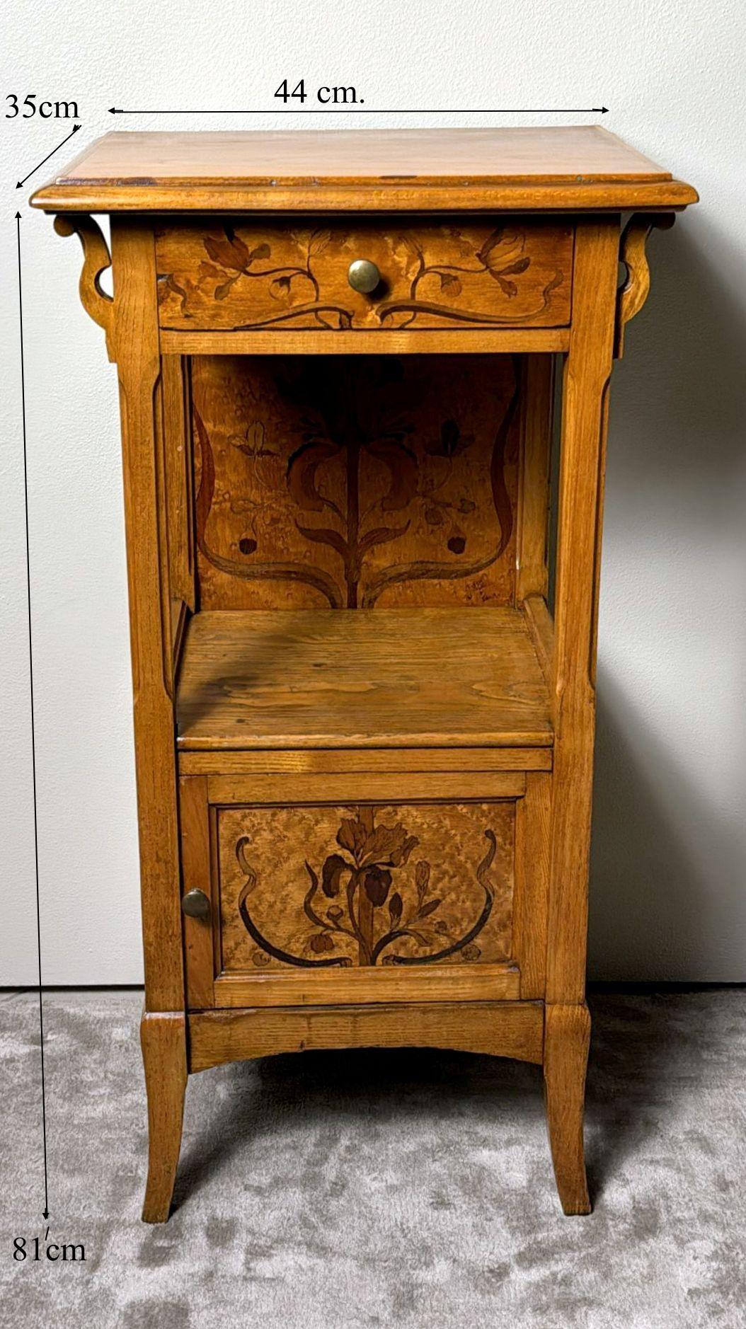 Gallé Émile French Art Nouveau Nightstand For Sale 14