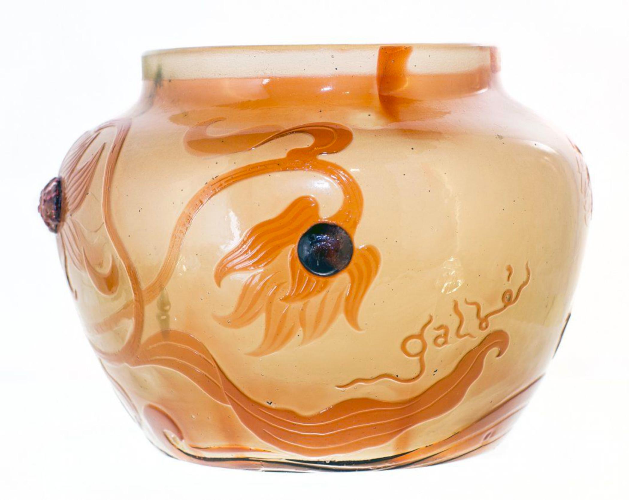 Emile Galle Etched, carved, fire-polished and applied cameo glass 