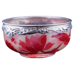 Galle Fire Polished Cameo Glass and Silver Cased Bowl