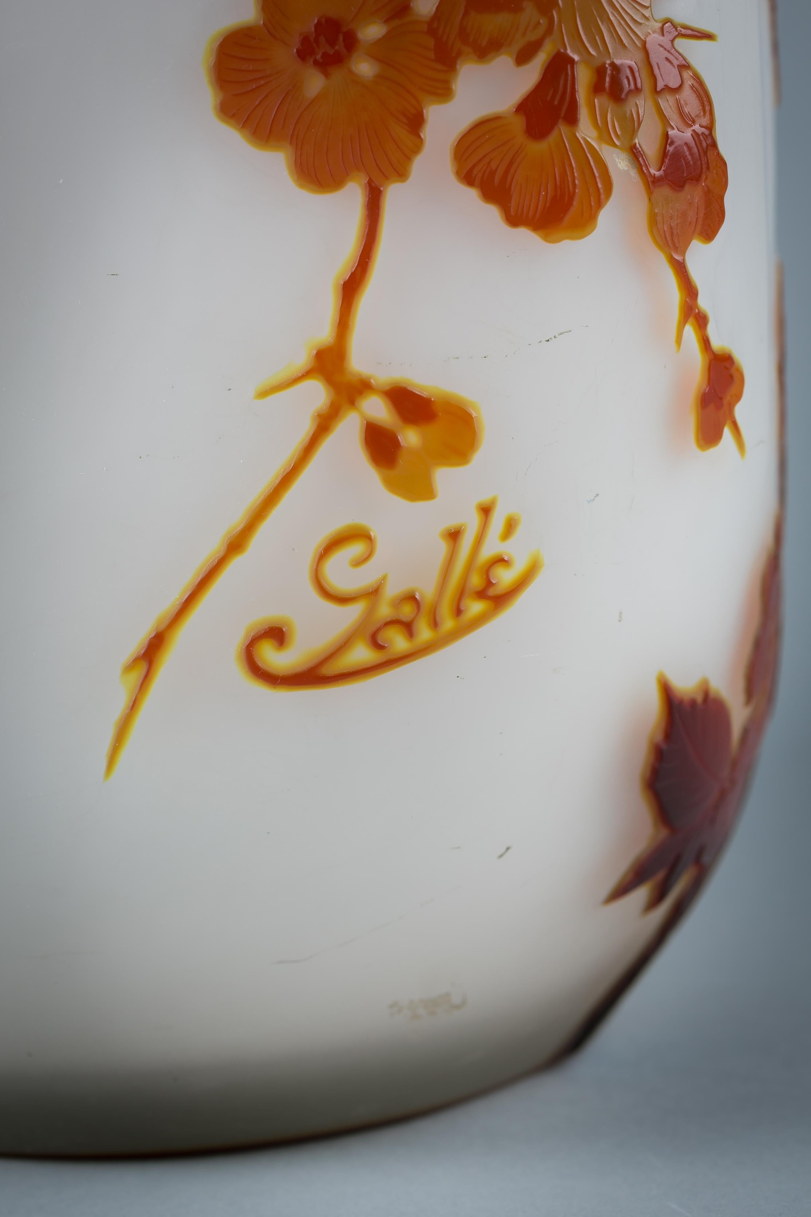 French Galle Fire Polished Cameo Vase, circa 1910 For Sale