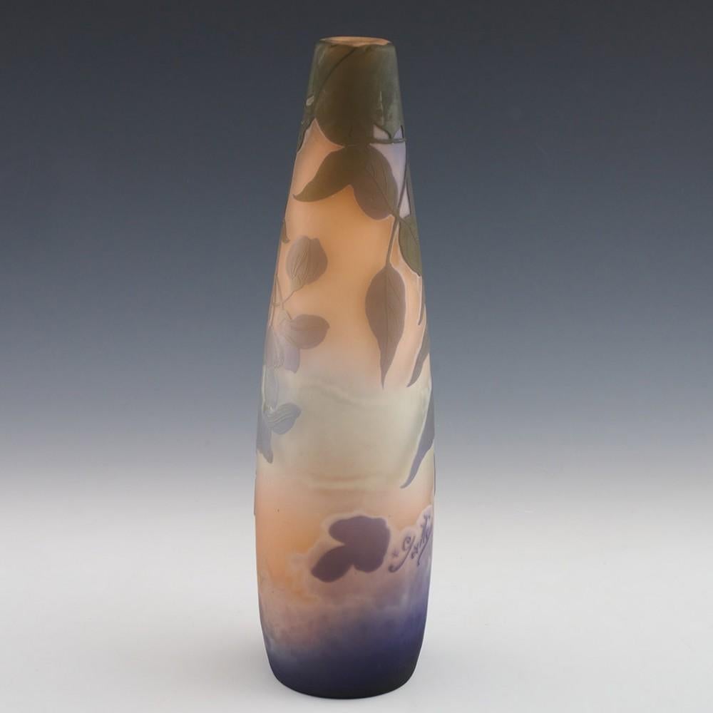 French Galle Four Colour Cameo Wisteria Vase 1904-06 For Sale