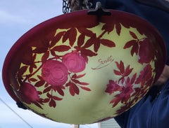 Galle French Cameo Glass Hanging Light Fixture Pomegranate Pattern