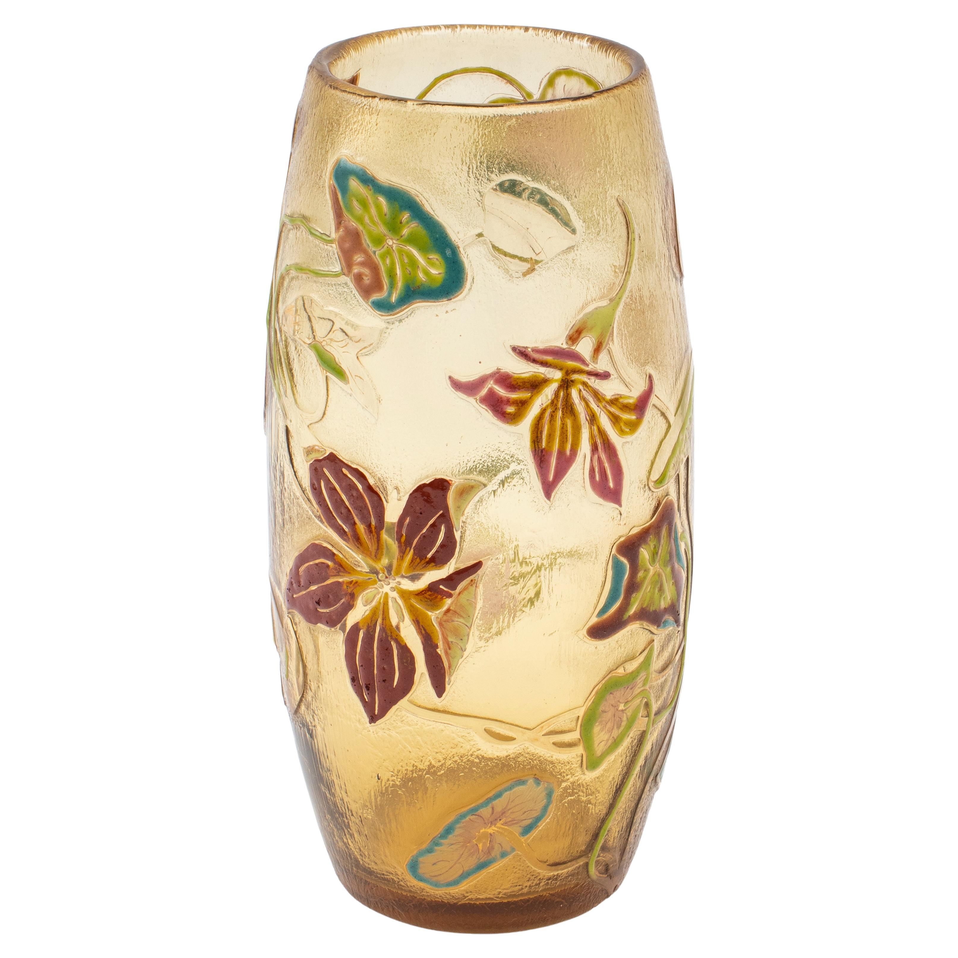 Vase en verre de Galle avec feuille d'or en vente