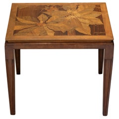 Gallé Inlaid Early 20th Century Art Nouveau Side Table with Floral Motifs