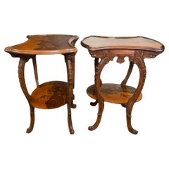 Gallé/ Majorelle Style Set of Two Art Nouveau Side Tables