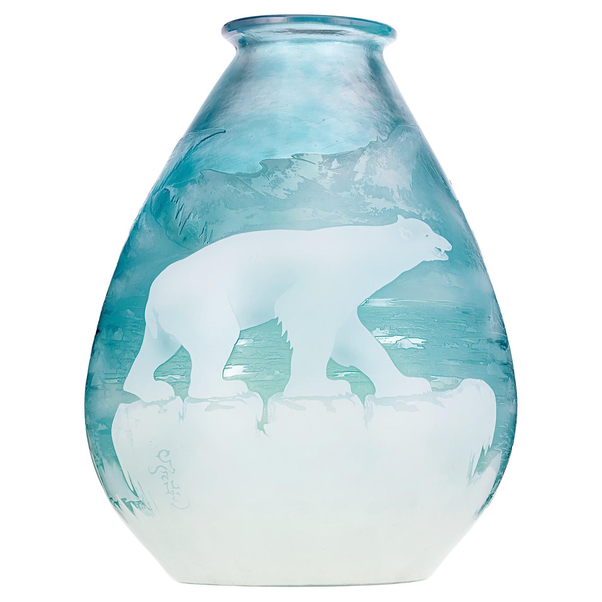 Gallé Polar Bear Vase