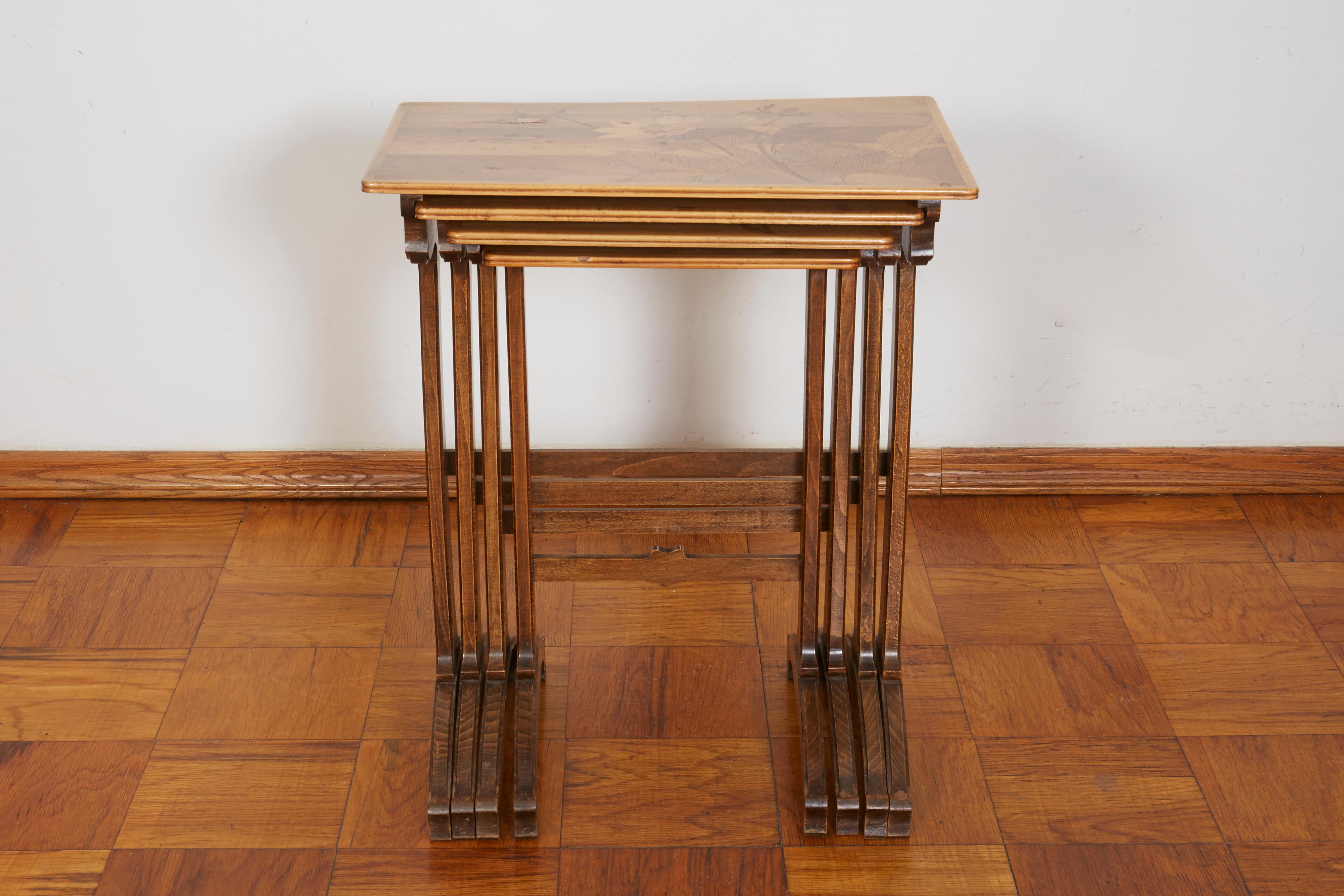 Galle Set of Four Nesting Tables In Fair Condition In Bridgewater, CT
