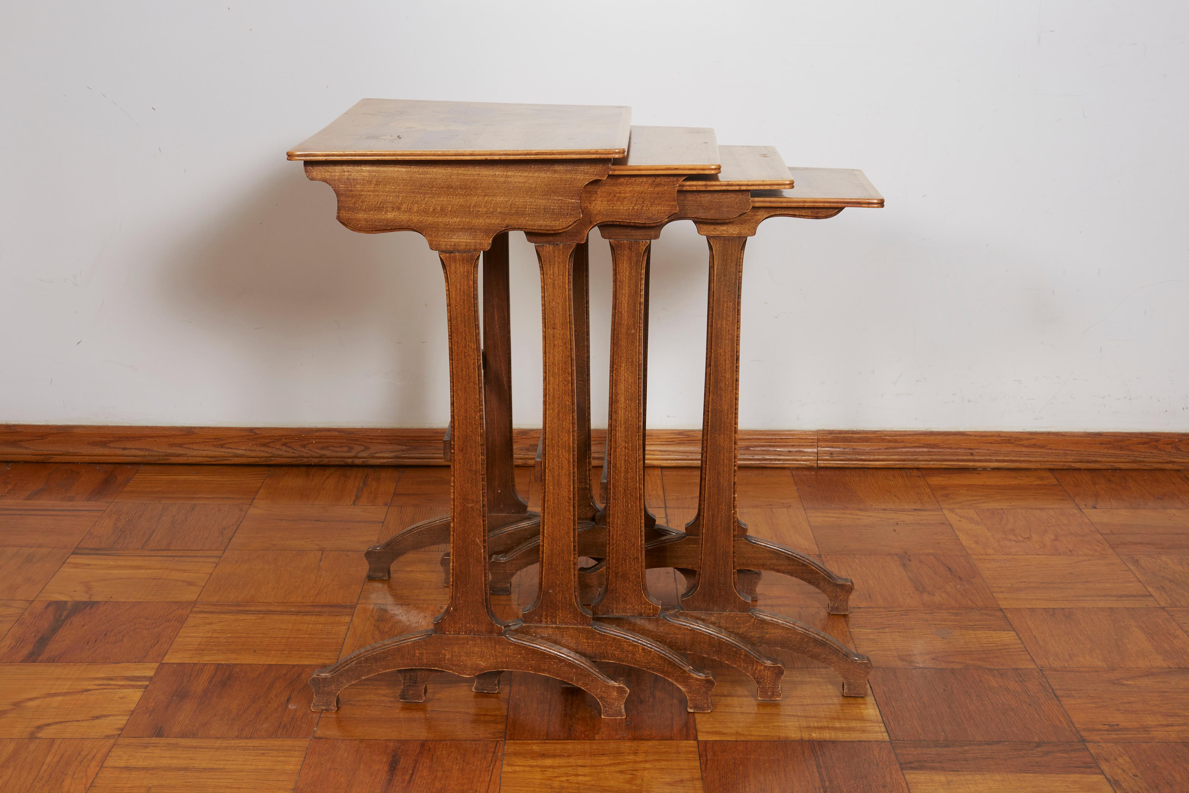 Wood Galle Set of Four Nesting Tables