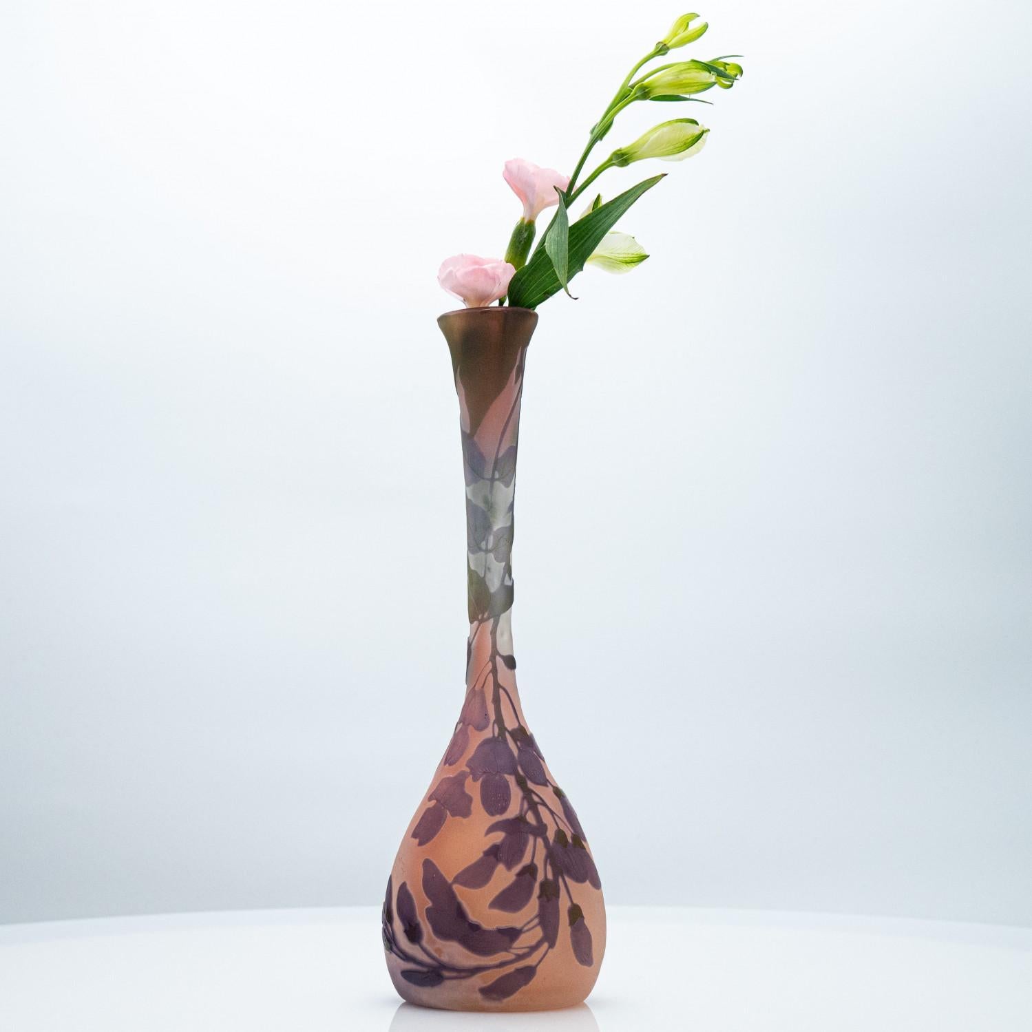 Gallé Signed, Acid Etched Overlay Vase, France, 1905 im Angebot 2