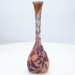 Gallé Signed, Acid Etched Overlay Vase, France, 1905