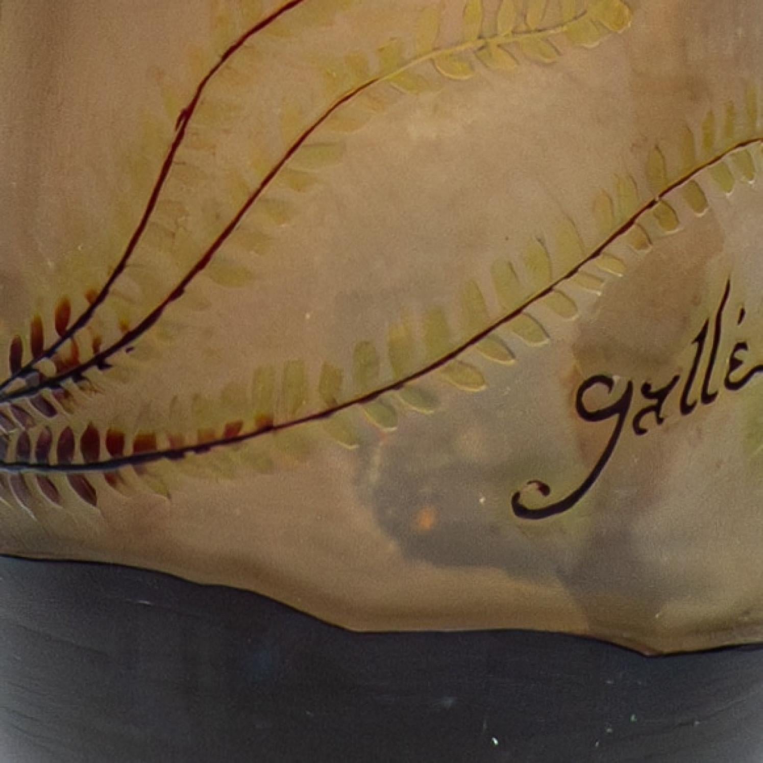 Glass Gallé Signed, Large Acid Etched Overlay Vase, France, 1905 For Sale