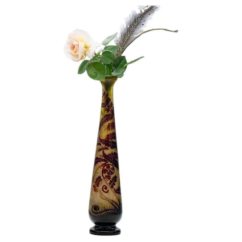 Gallé Signiert, Große Vase mit Säureätzung, Frankreich, 1905