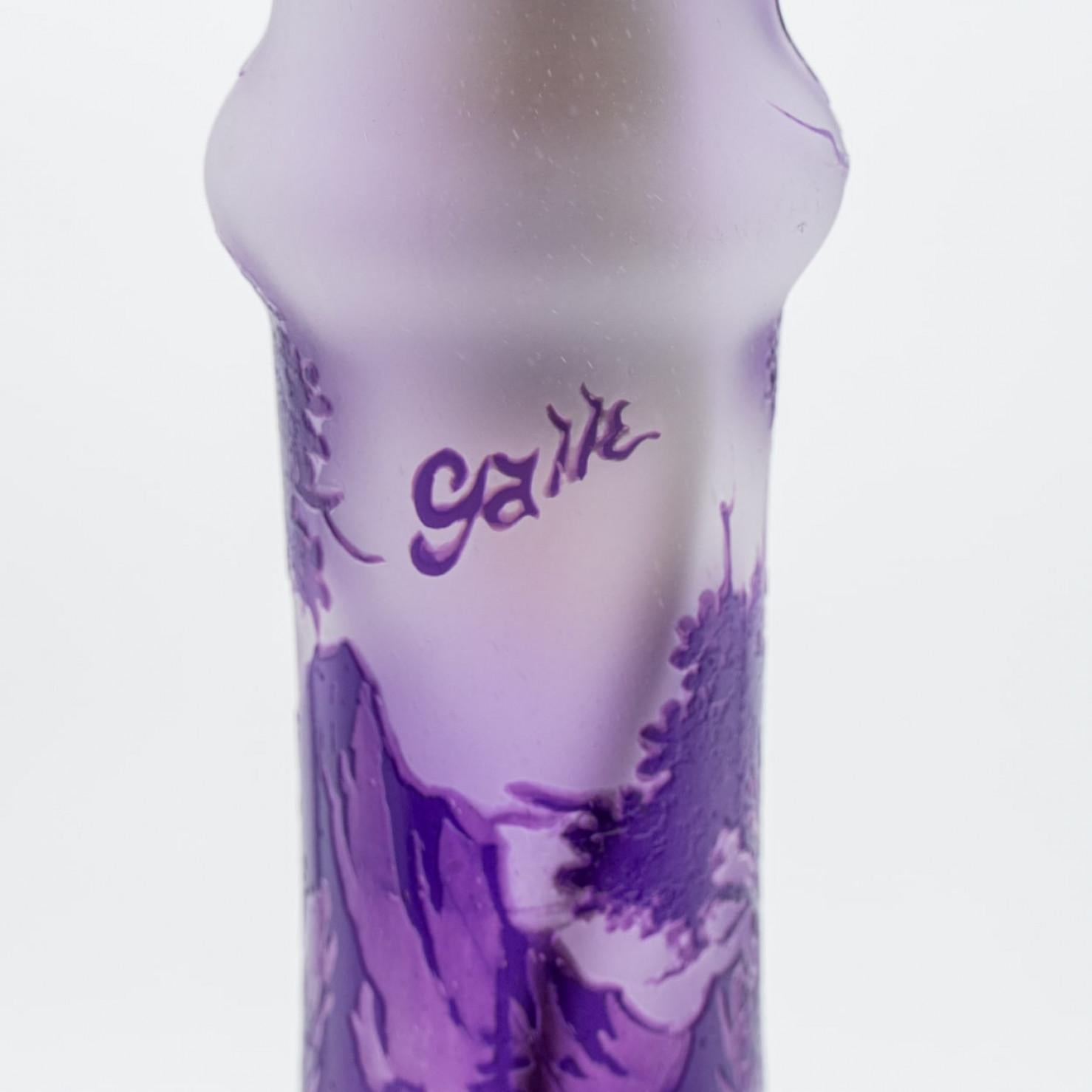 Gallé Stil Tischlampe Jugendstil Lila Glas, Frankreich im Angebot 6