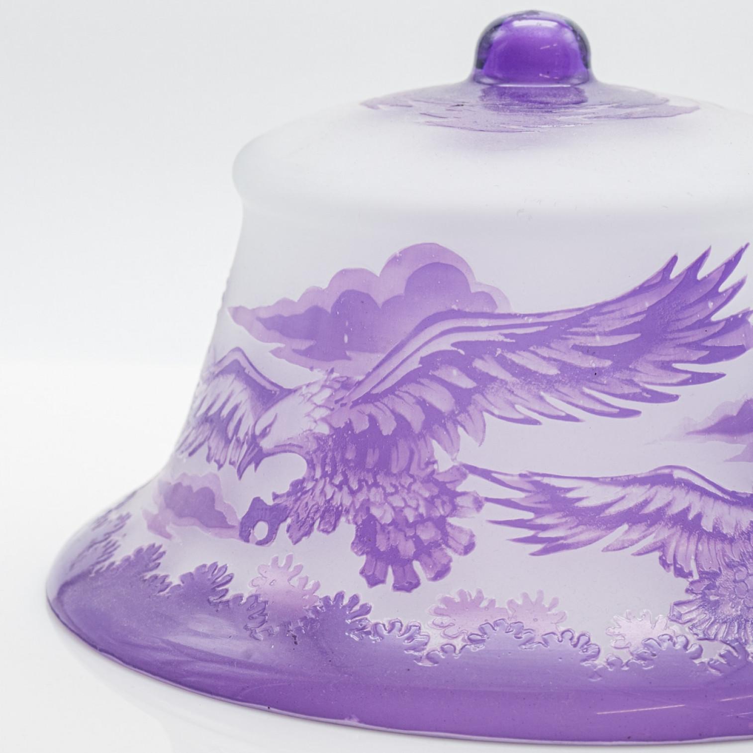 Lámpara de mesa estilo Gallé Art Nouveau Cristal violeta, Francia finales del siglo XX en venta