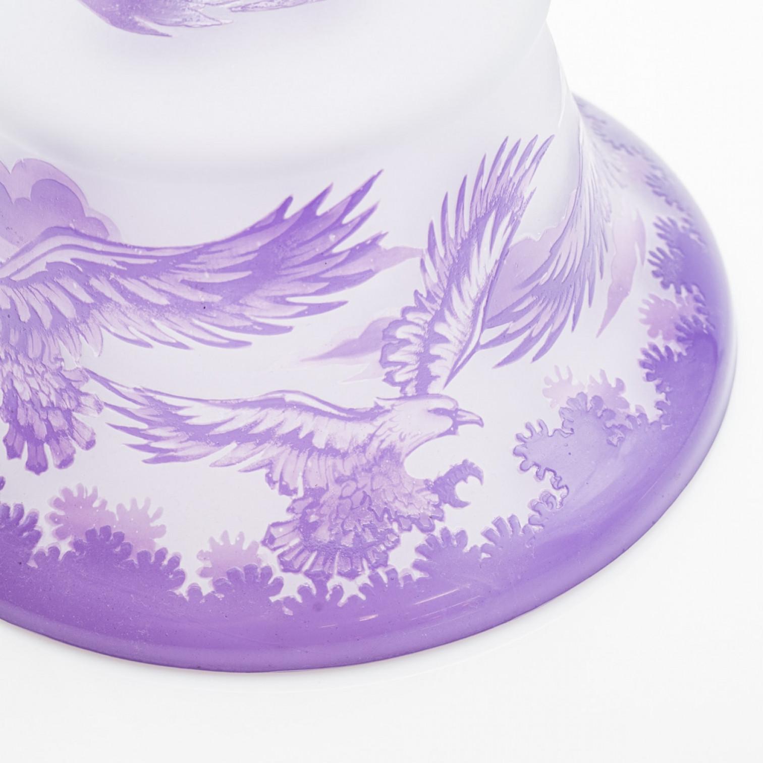 Lámpara de mesa estilo Gallé Art Nouveau Cristal violeta, Francia Vidrio en venta