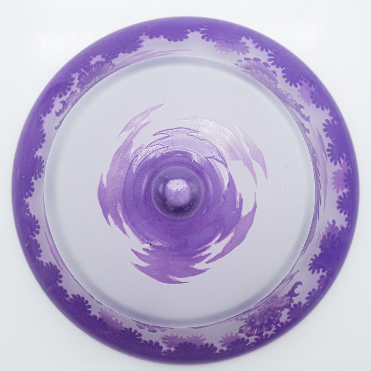 Lámpara de mesa estilo Gallé Art Nouveau Cristal violeta, Francia en venta 1