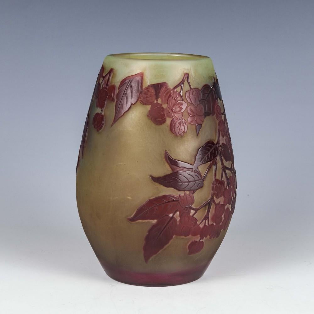 Galle Three-Colour Cameo Cherry Blossom Vase For Sale 3
