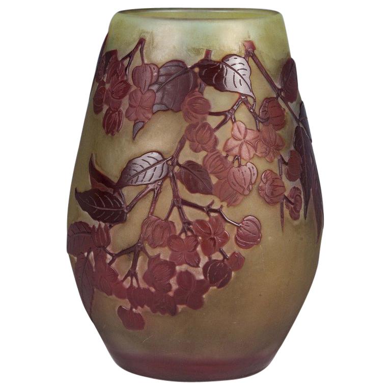 Galle Three-Colour Cameo Cherry Blossom Vase For Sale