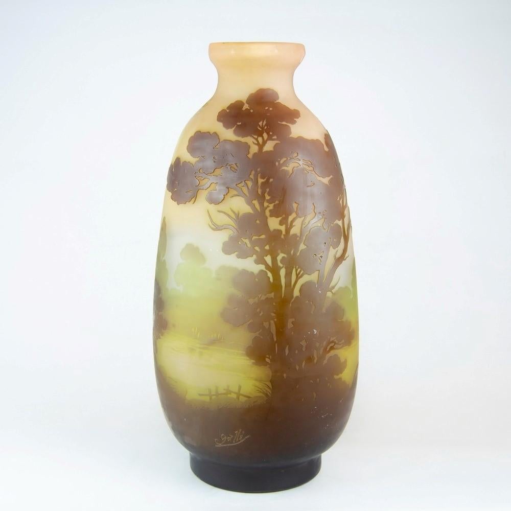 Gallé-Vase mit Aquarienlandschaft (Art nouveau) im Angebot