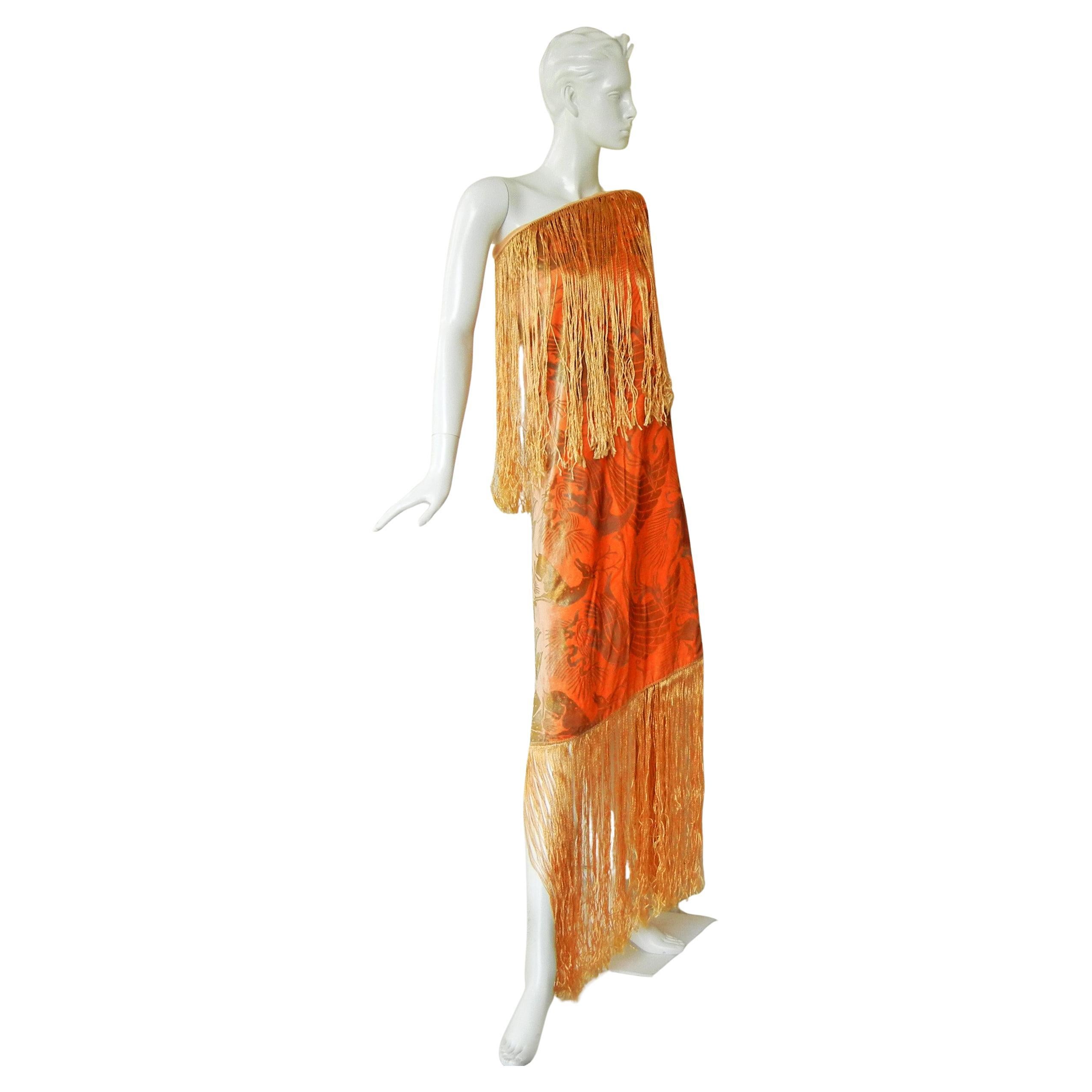Gallenga Panne Albaricoque Terciopelo Fortuny Chal Flecos Gallenga Estate  ¡Raro! en venta
