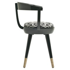 Galleon Black and White Chair with Padded Seat with Brushed Brass Tips