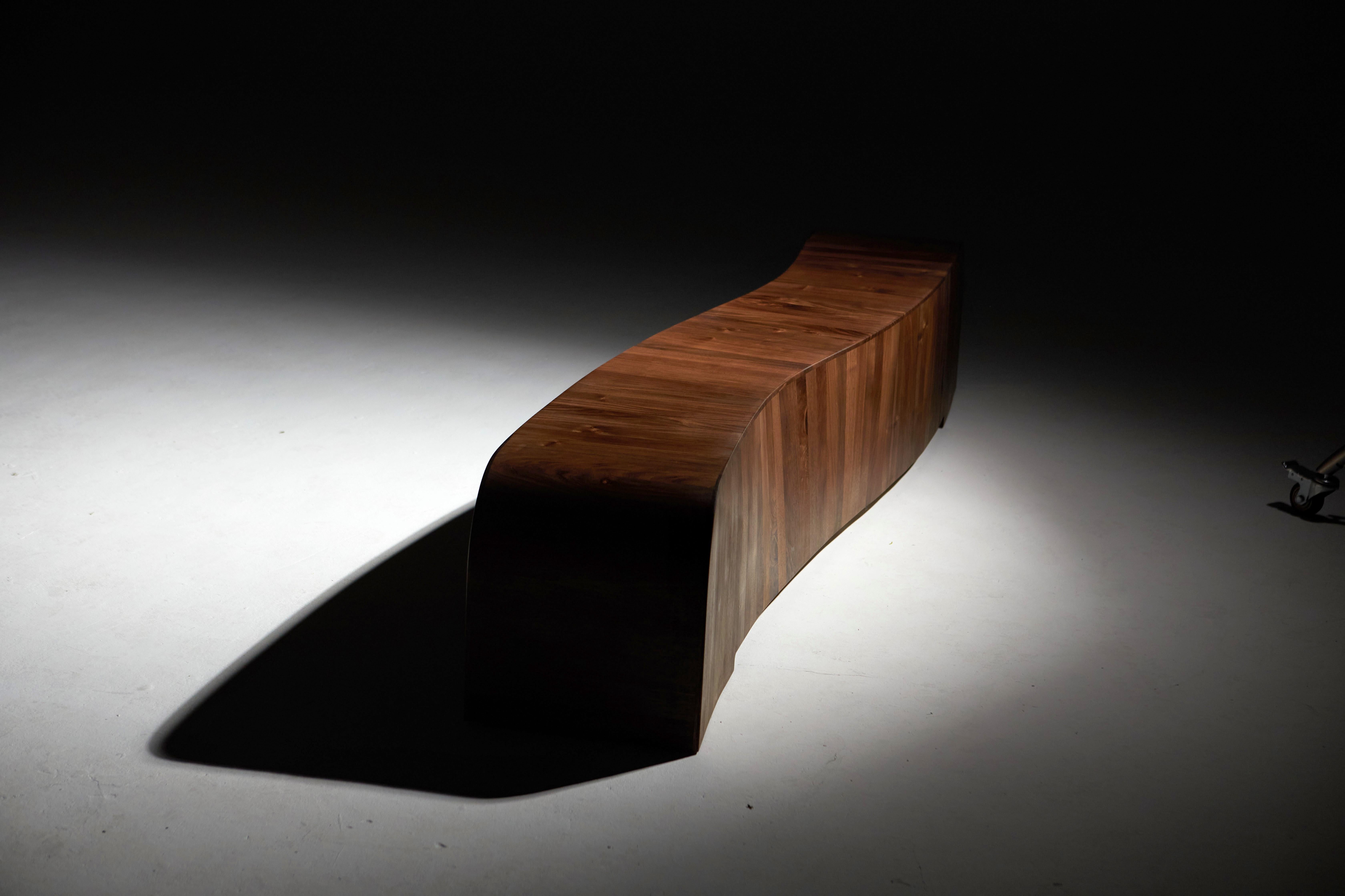 Organic Modern Gallery Bench in Walnut by Jonathan Field For Sale