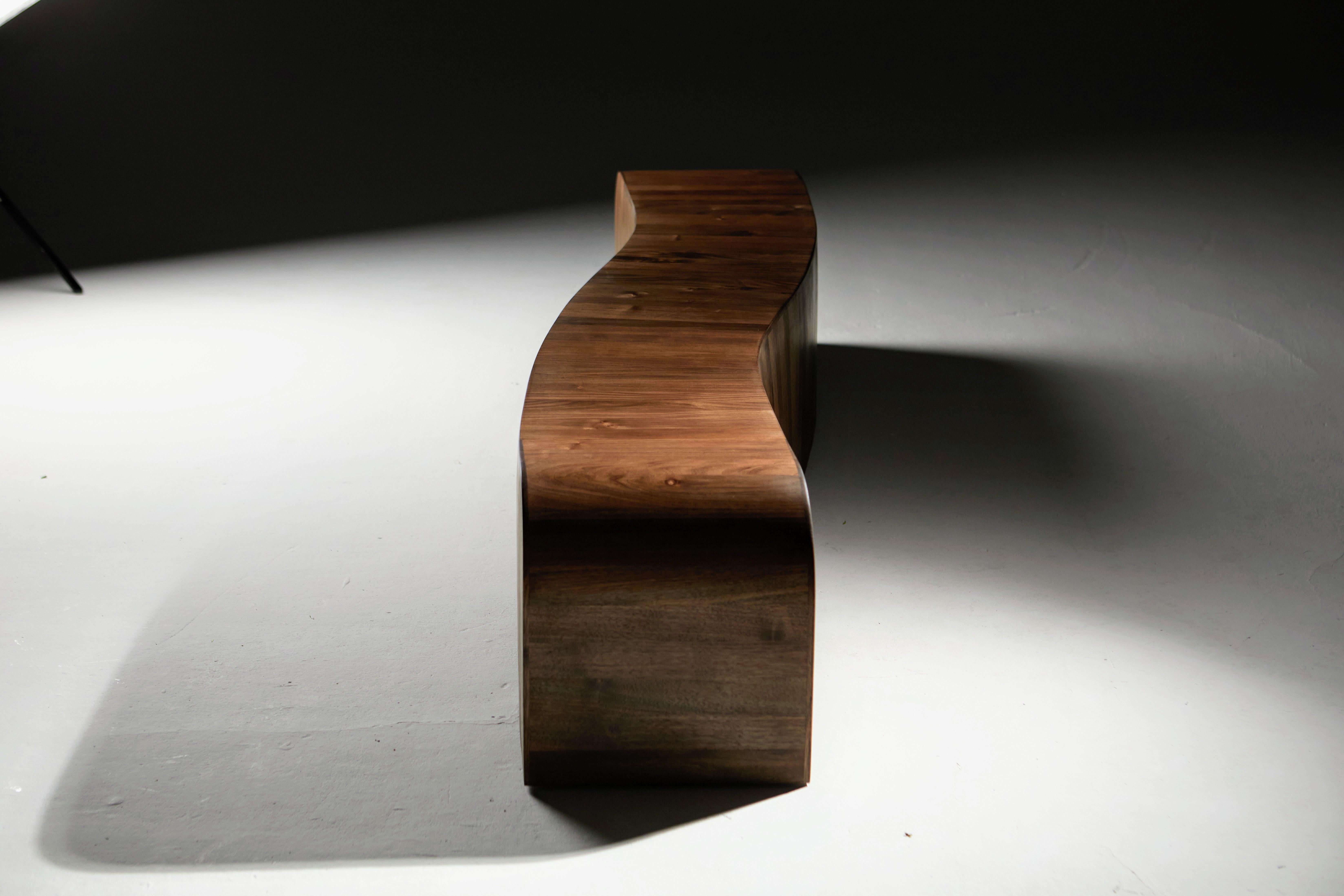 Laminated Gallery Bench in Walnut by Jonathan Field For Sale