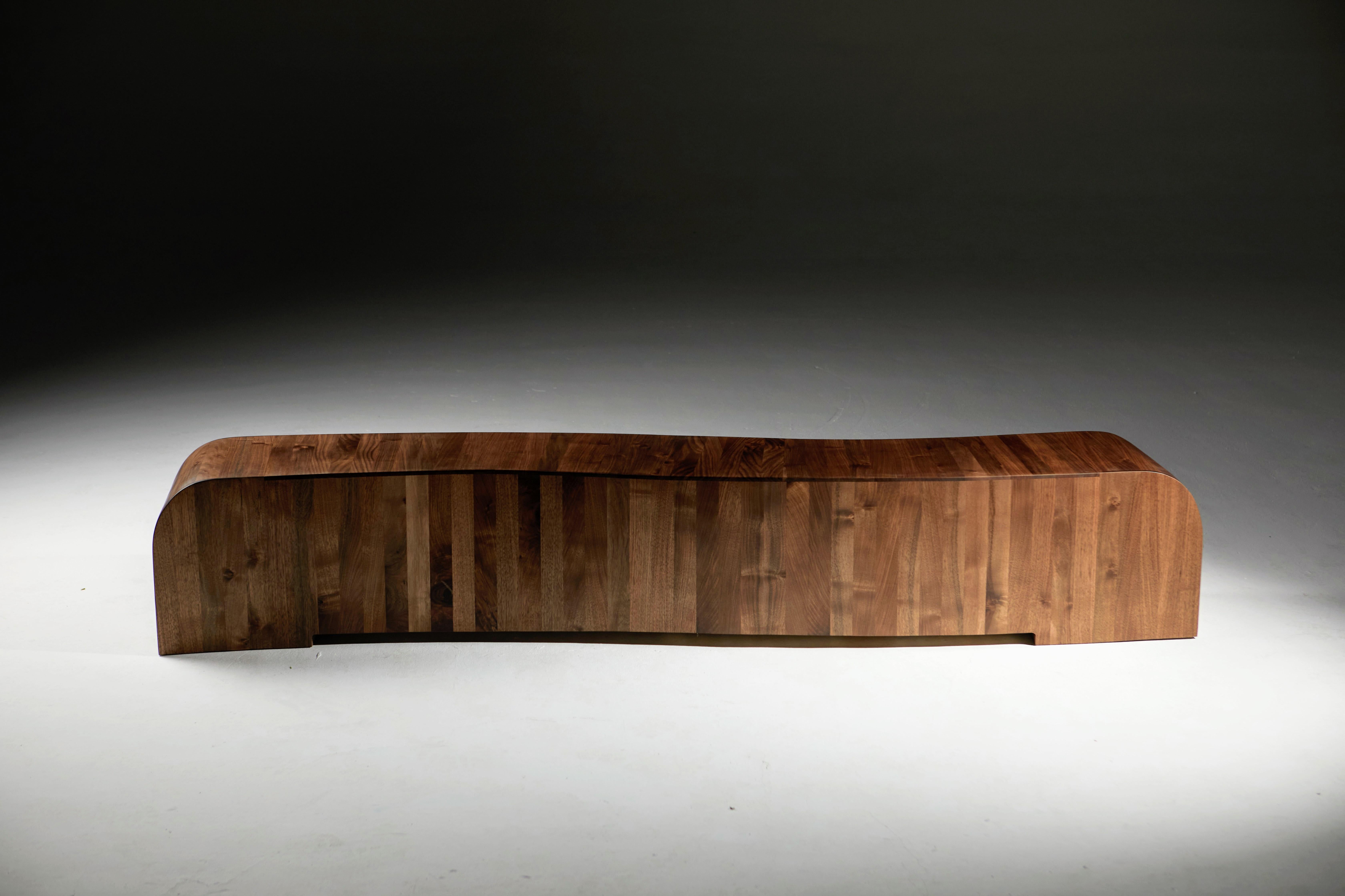 Contemporary Gallery Bench in Walnut by Jonathan Field For Sale