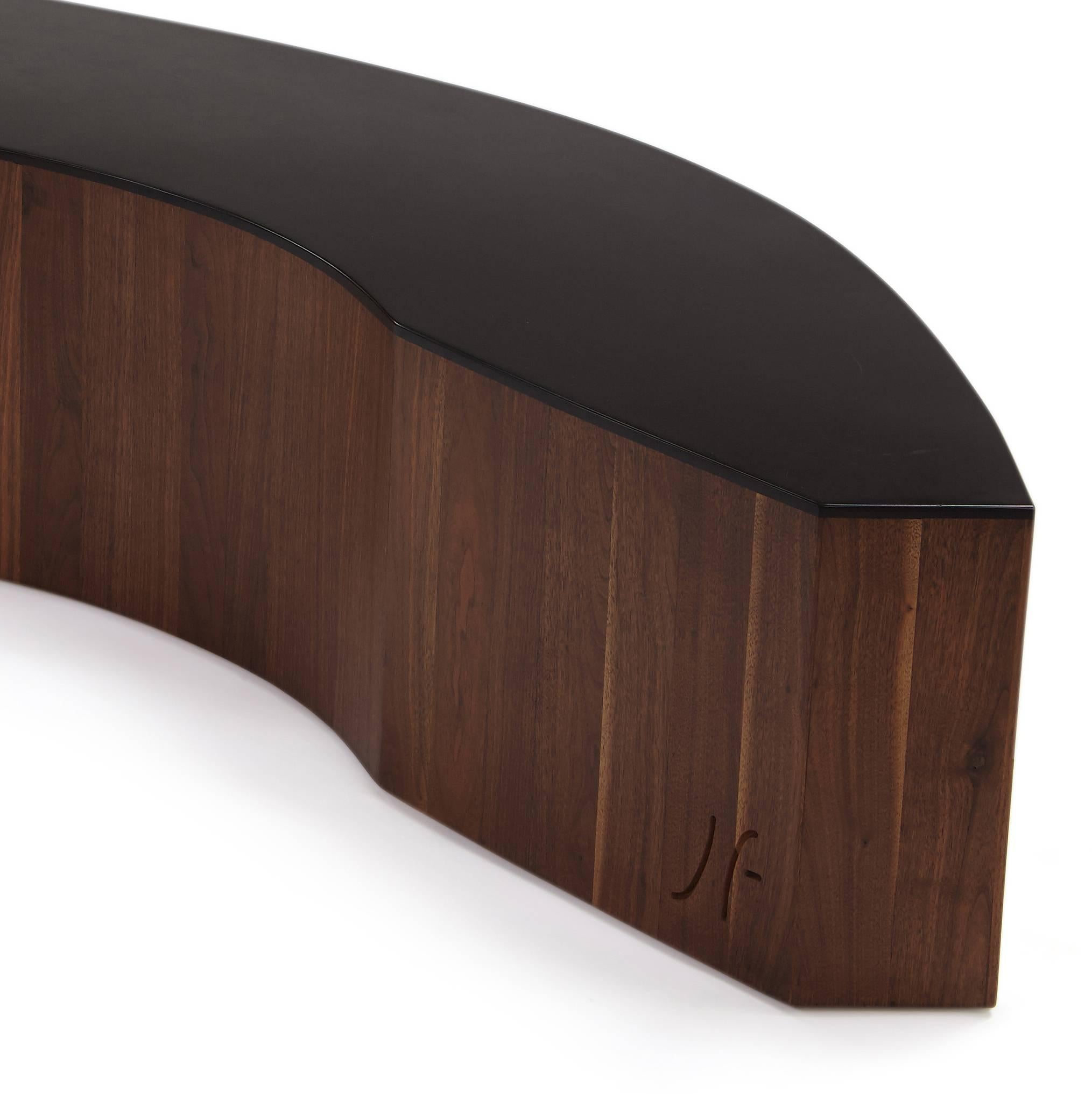 Gallery Bench in walnut or oak with a corian top. bespoke size by Jonathan Field In New Condition For Sale In London, GB