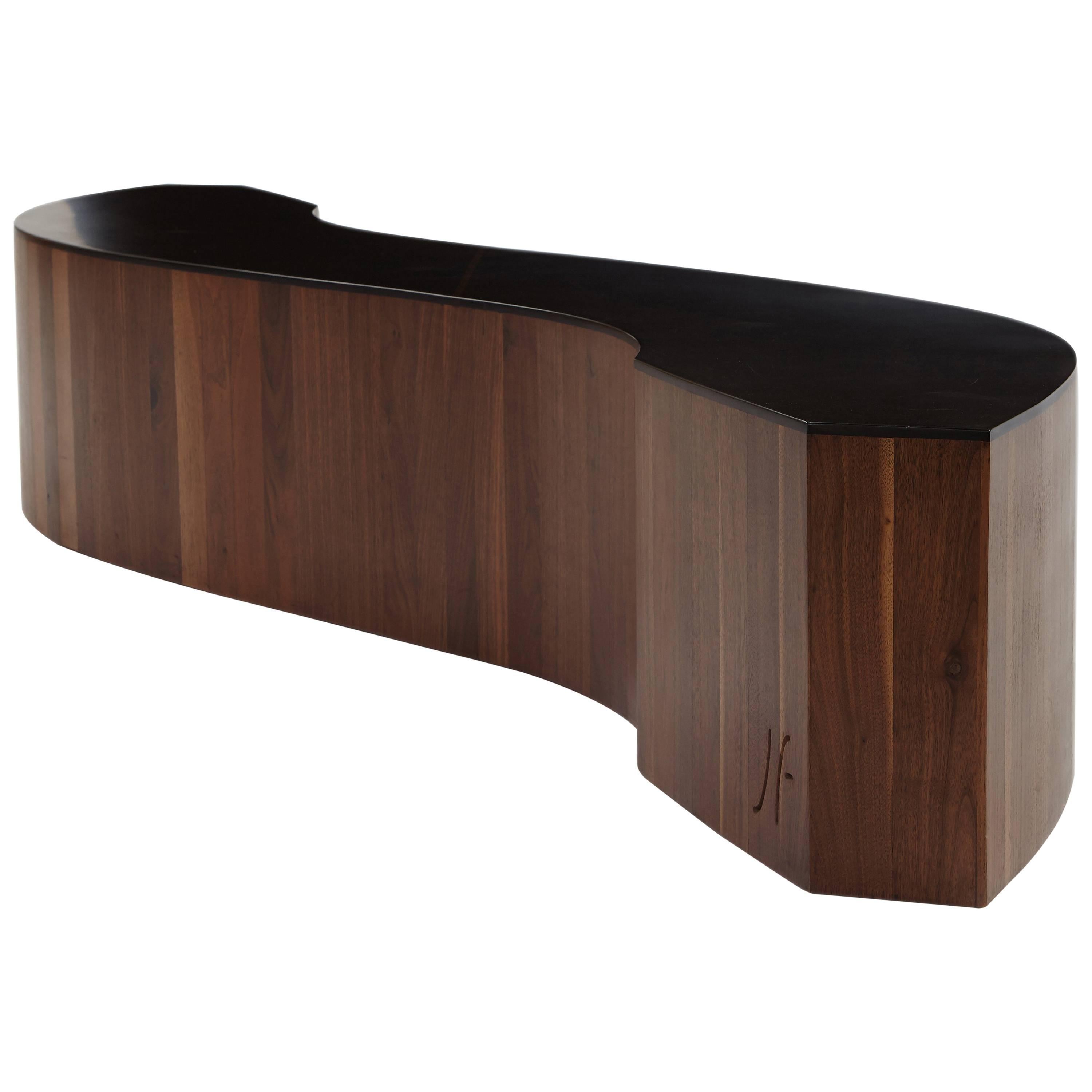 Gallery Bench in walnut or oak with a corian top. bespoke size by Jonathan Field For Sale