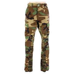 GALLERY DEPT. Size 26 Green Brown Cotton Nylon Camo Flared Cargo Pants
