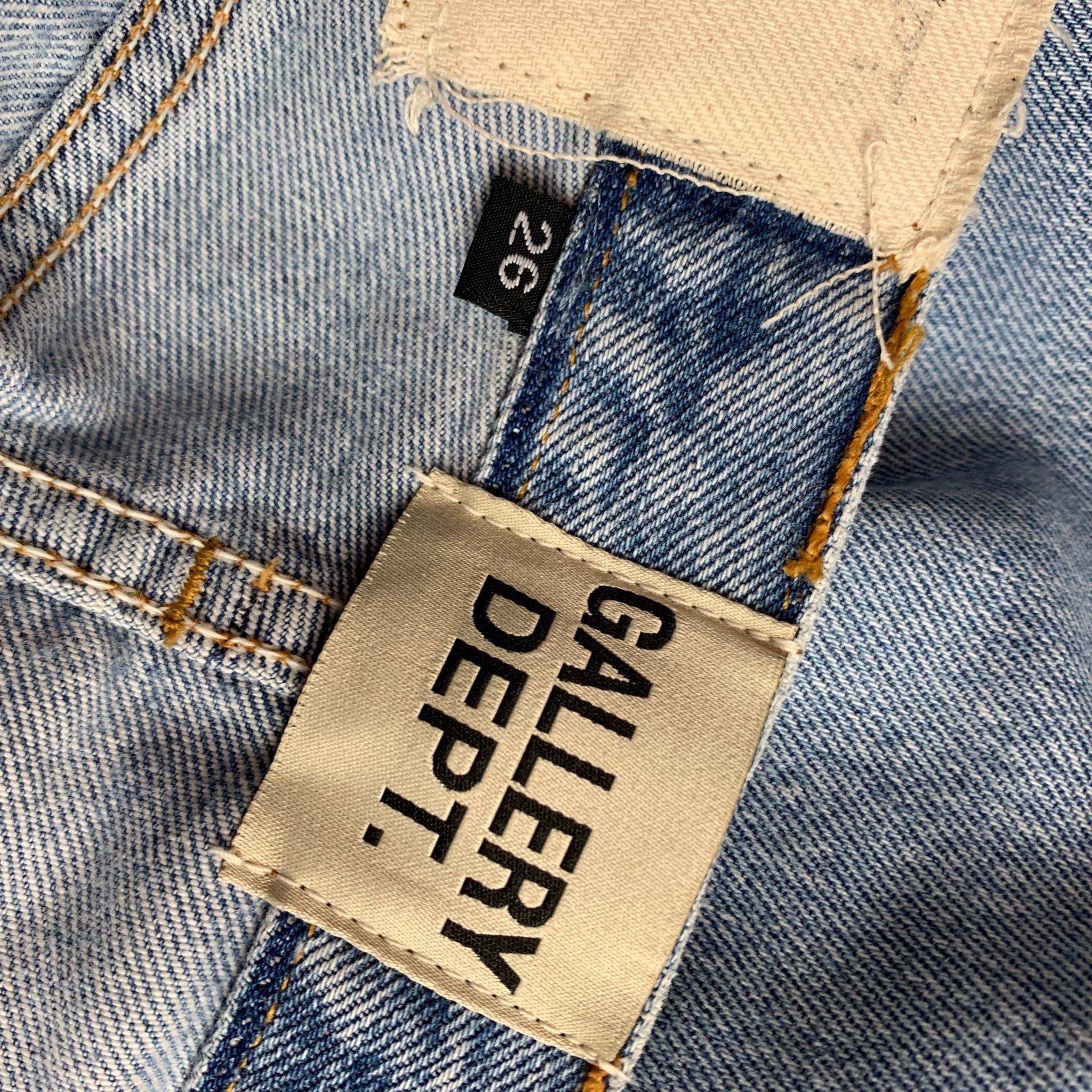 Gray GALLERY DEPT. Size 26 Light Blue Denim Washed Re-Designed Flare Unique Jeans