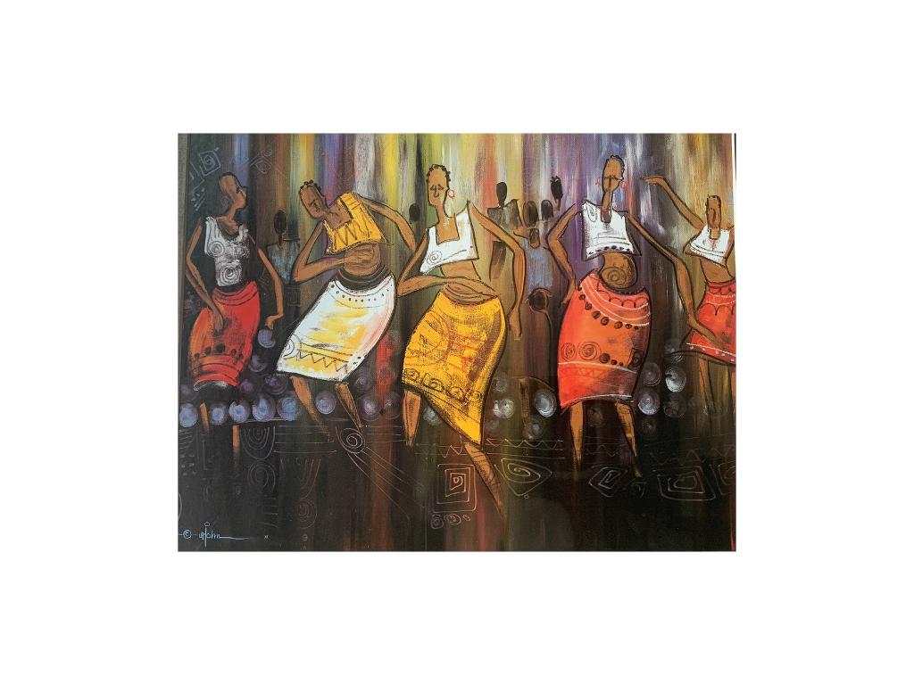 Nigérian Impression murale de femmes africaines dansant, encadrée  en vente