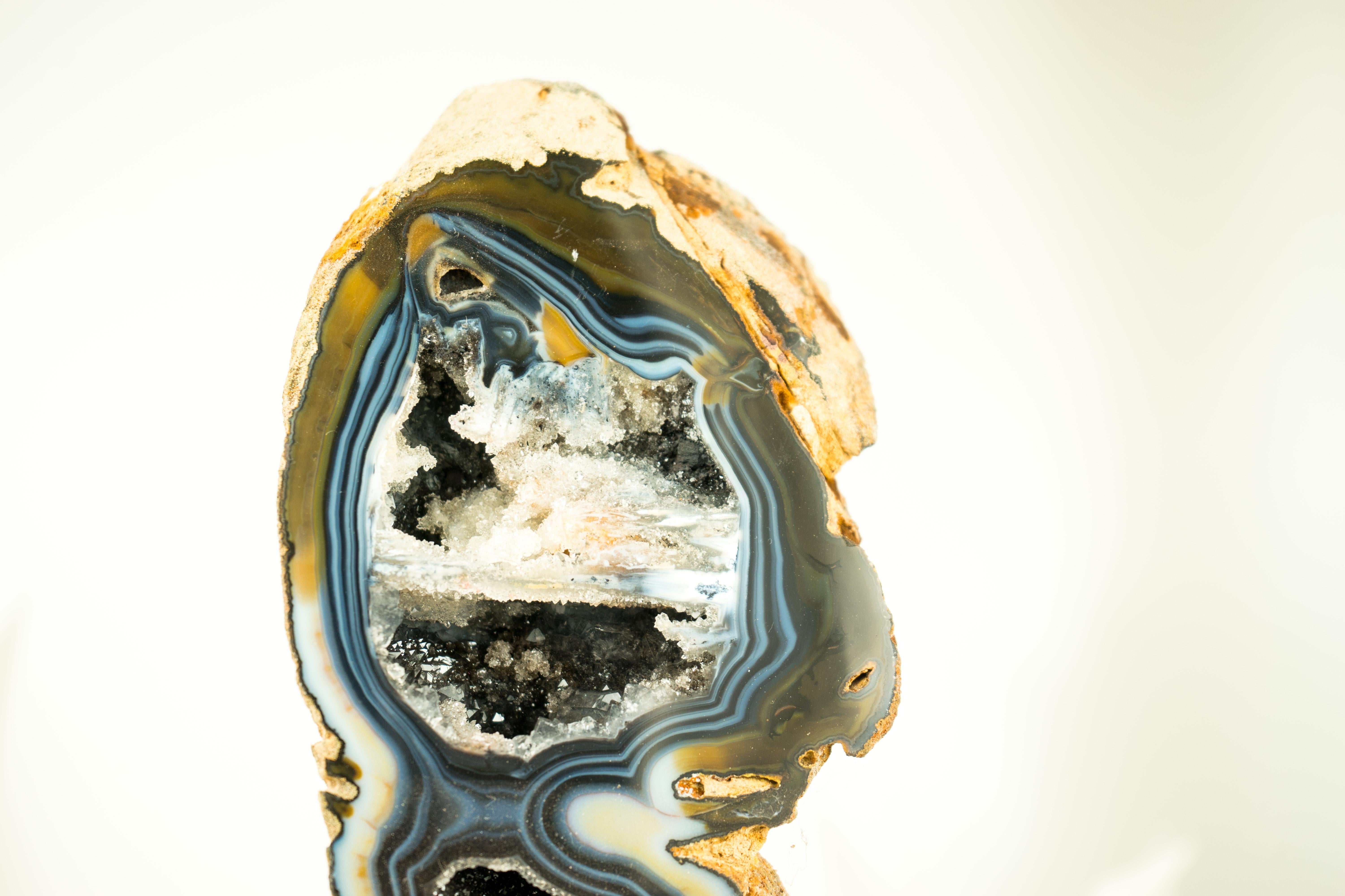 Gallery-Grade Blue Lace Agate Geode with Galaxy Druzy and Rare Formation For Sale 5