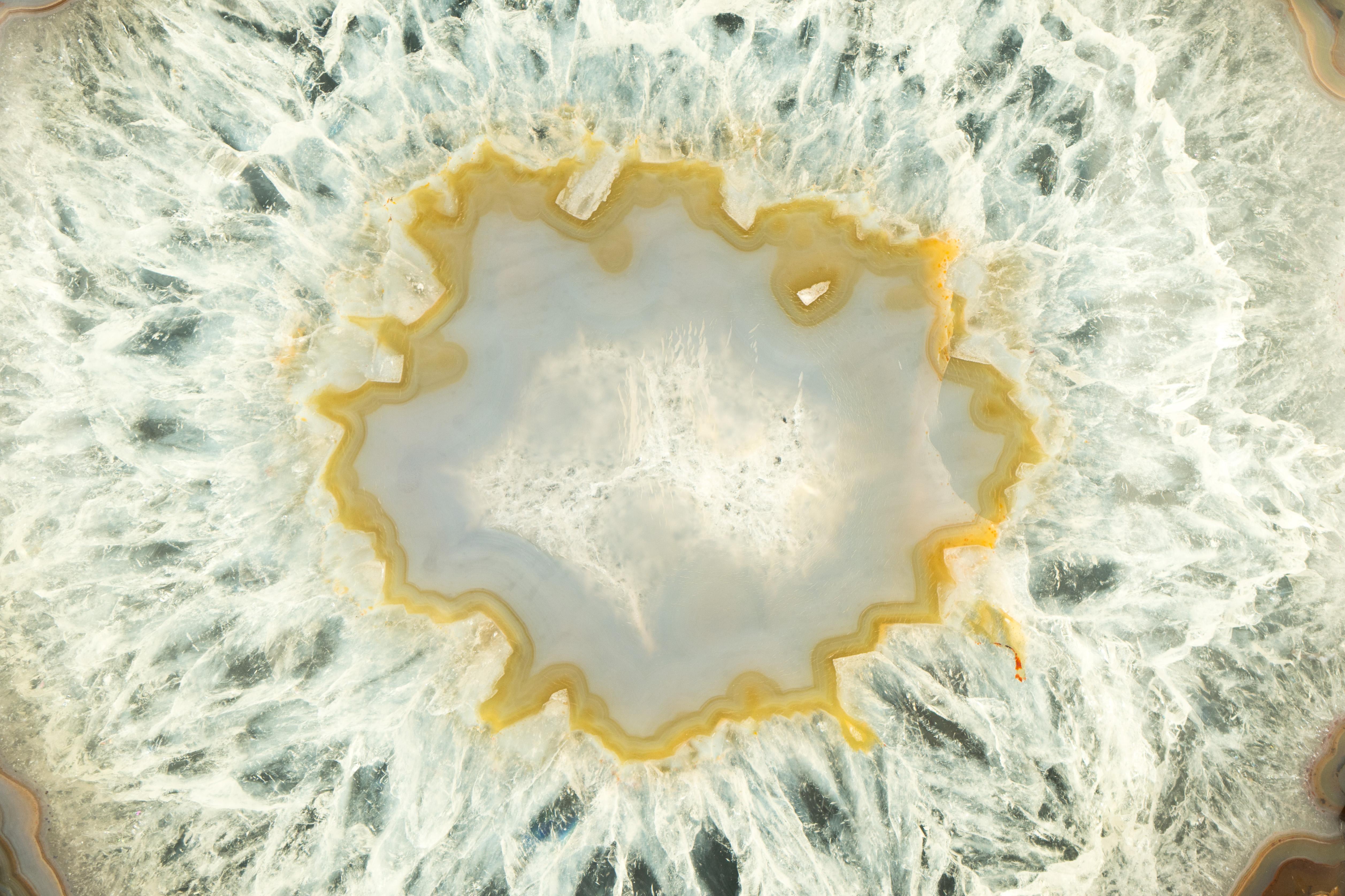 Gallery Grade Large Lace Agate Slice, with Ice-Like Crystal and Colorful Agate 15