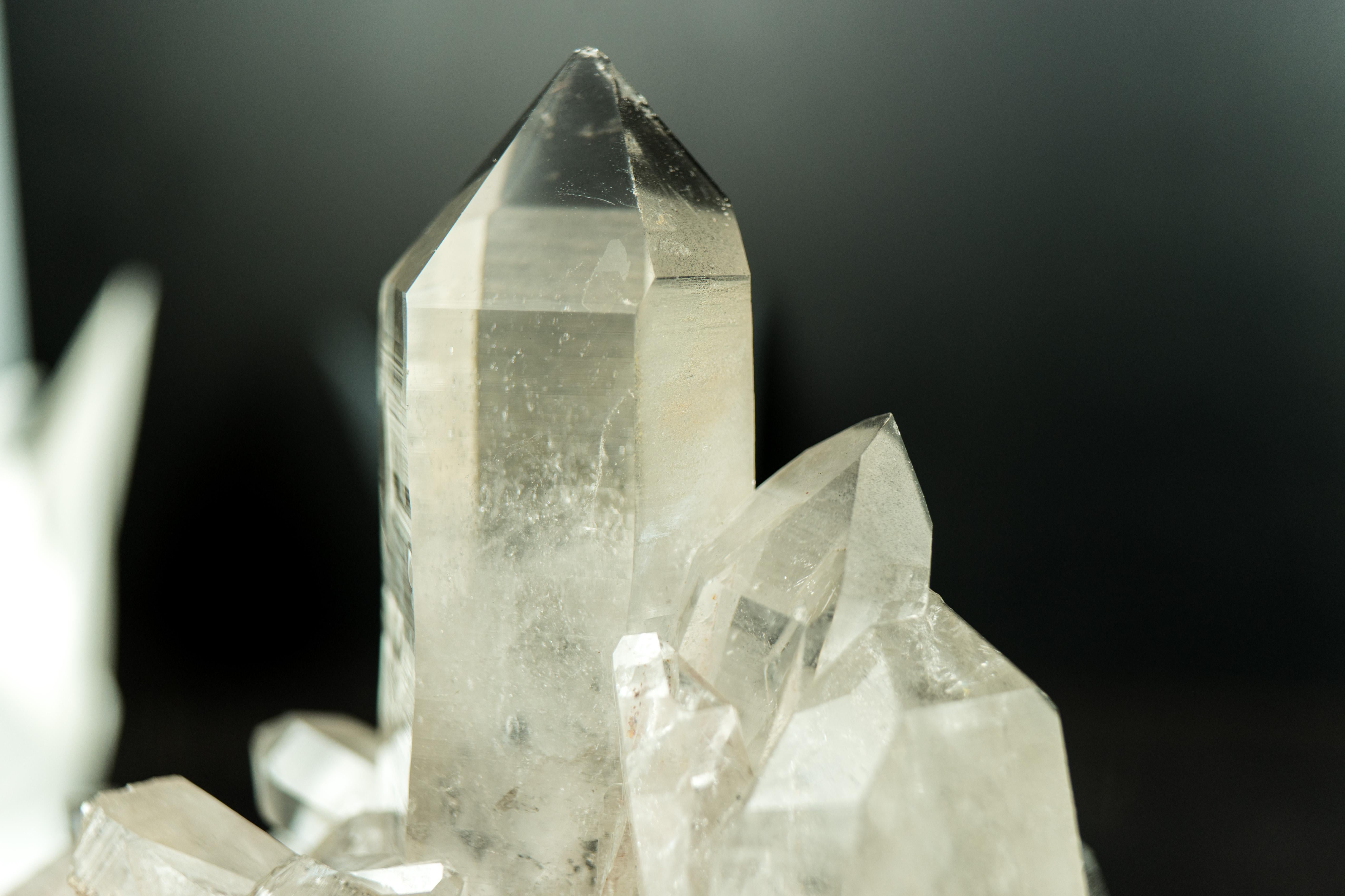 Brazilian Gallery Grade Lemurian Crystal Cluster with Gray Dreamcoat Lithium Phantom For Sale