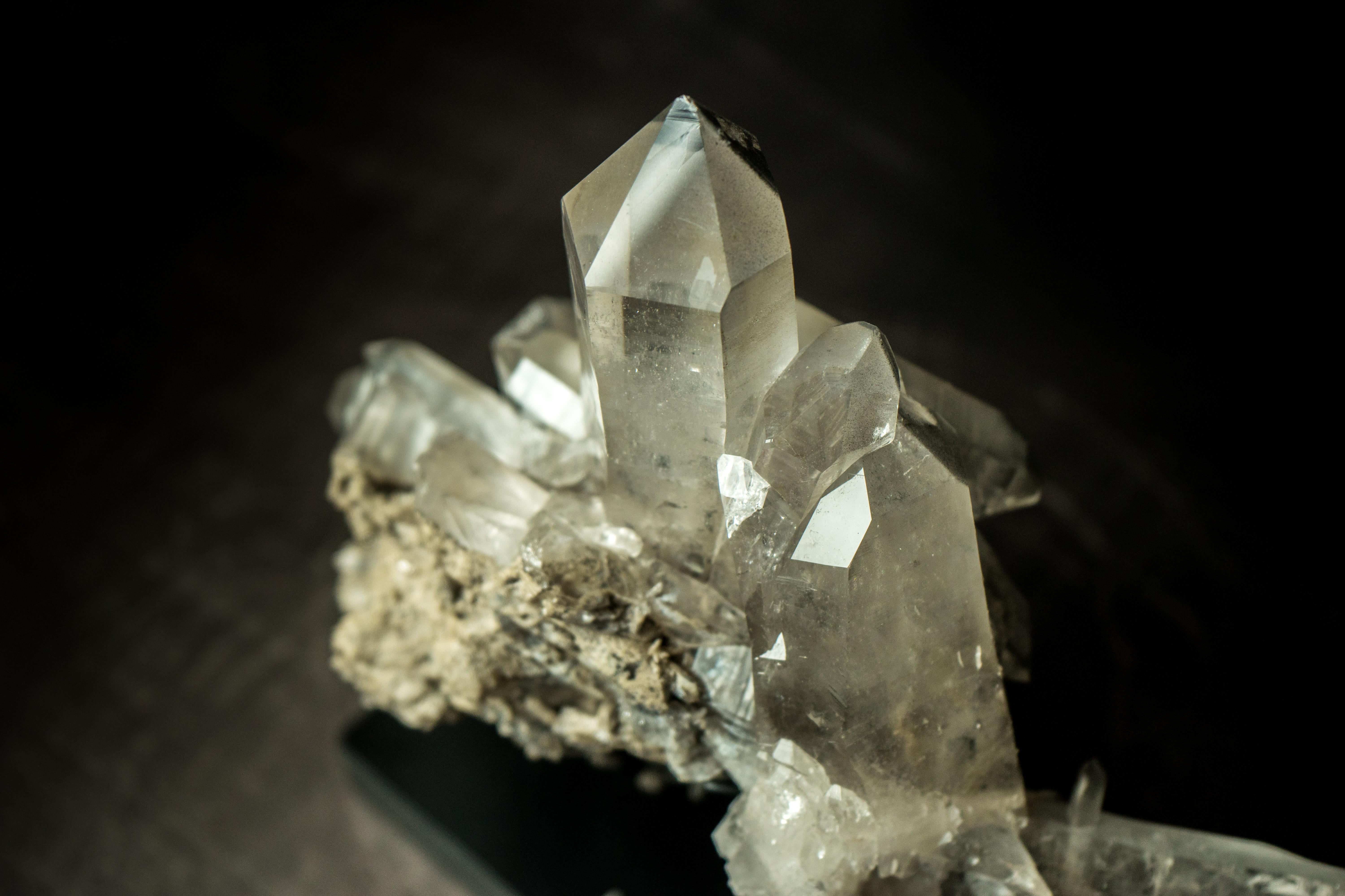 Contemporary Gallery Grade Lemurian Crystal Cluster with Gray Dreamcoat Lithium Phantom For Sale