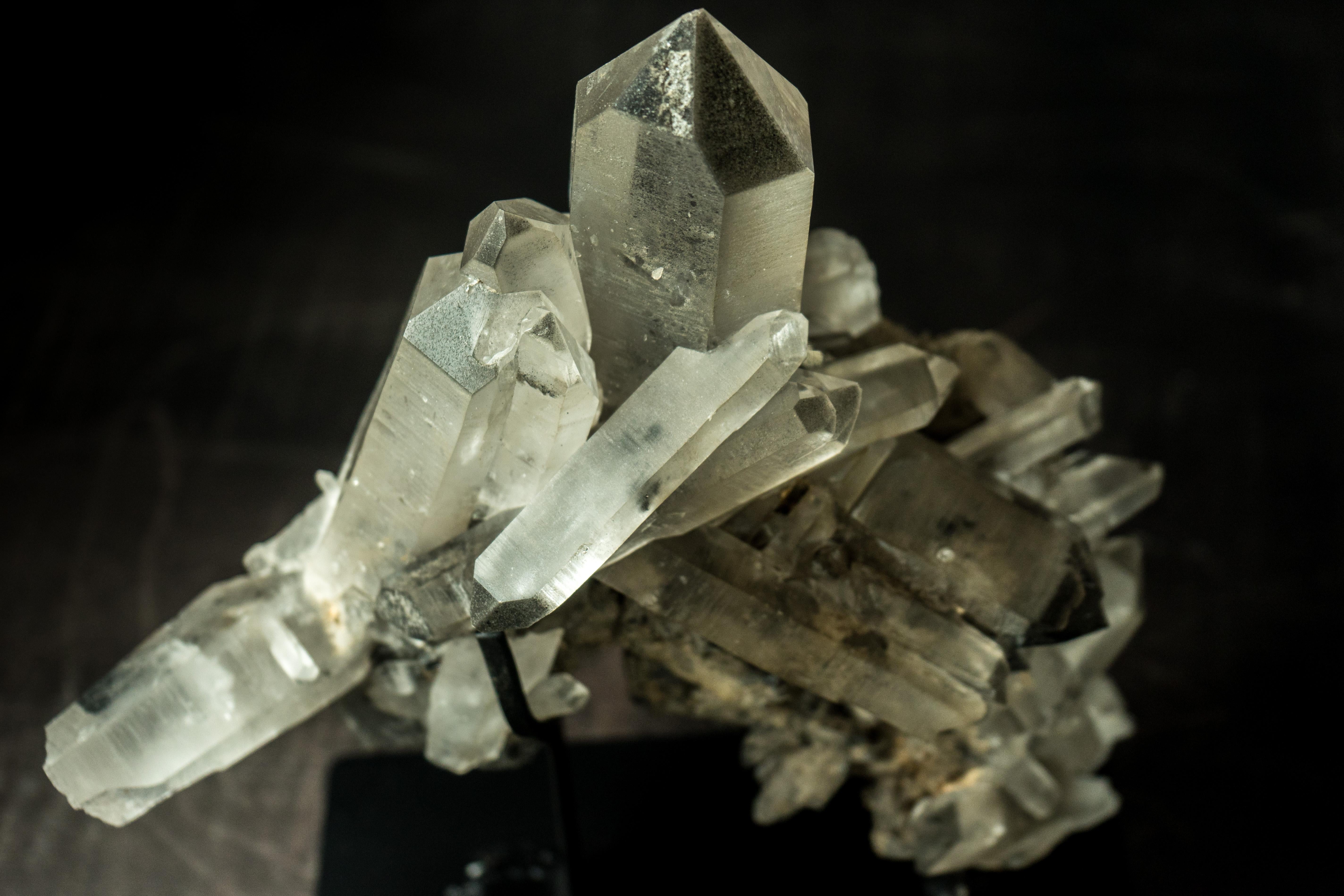 Gallery Grade Lemurian Crystal Cluster with Gray Dreamcoat Lithium Phantom For Sale 2