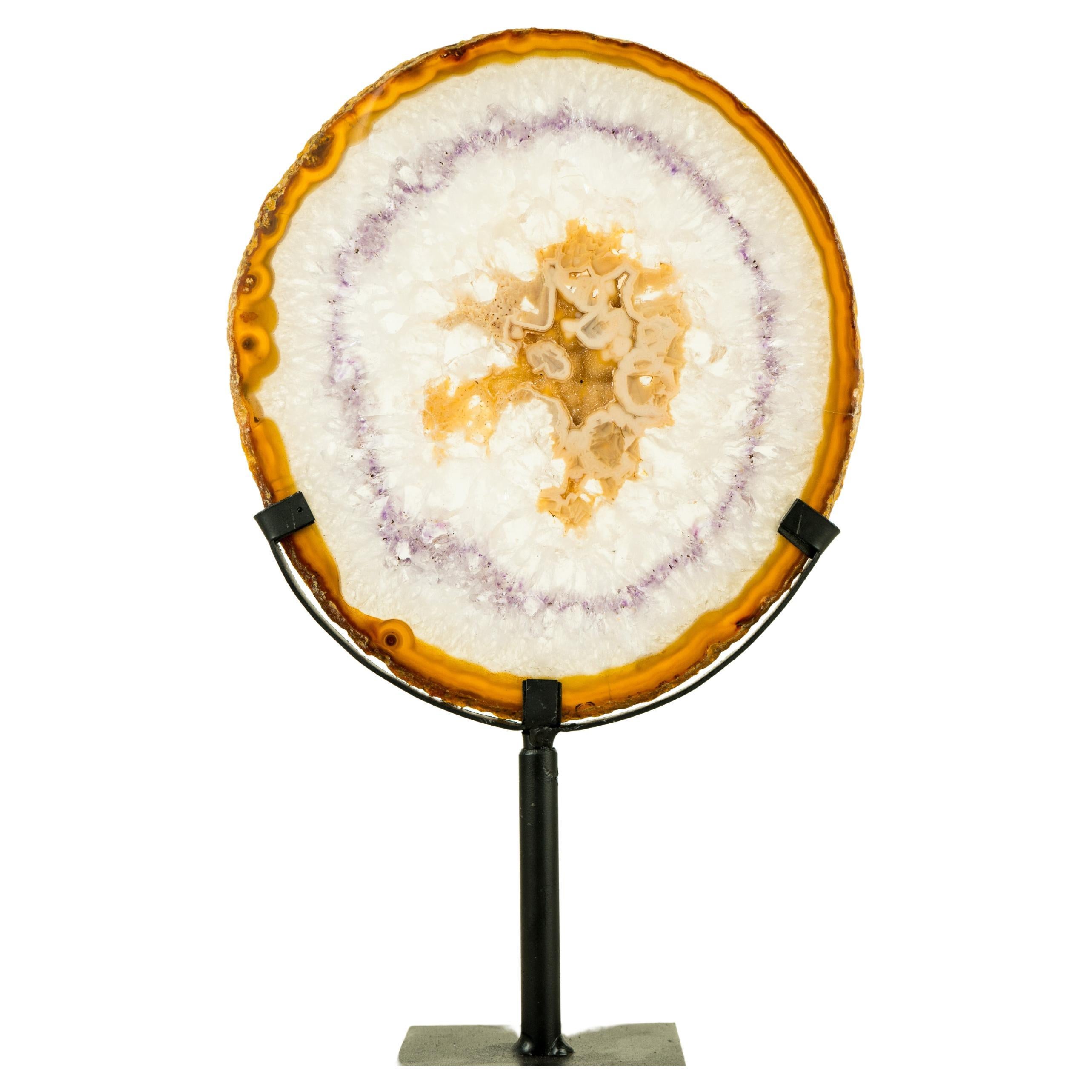 Galeriegeschirr aus natürlichem Spitzenachat in Galerieform mit seltenen Spitzenspitzen, Farben und Druzy