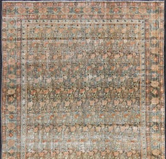 Antique Persian Malayer Rug with Allover Paisley Motifs in Warm Colorful Tones