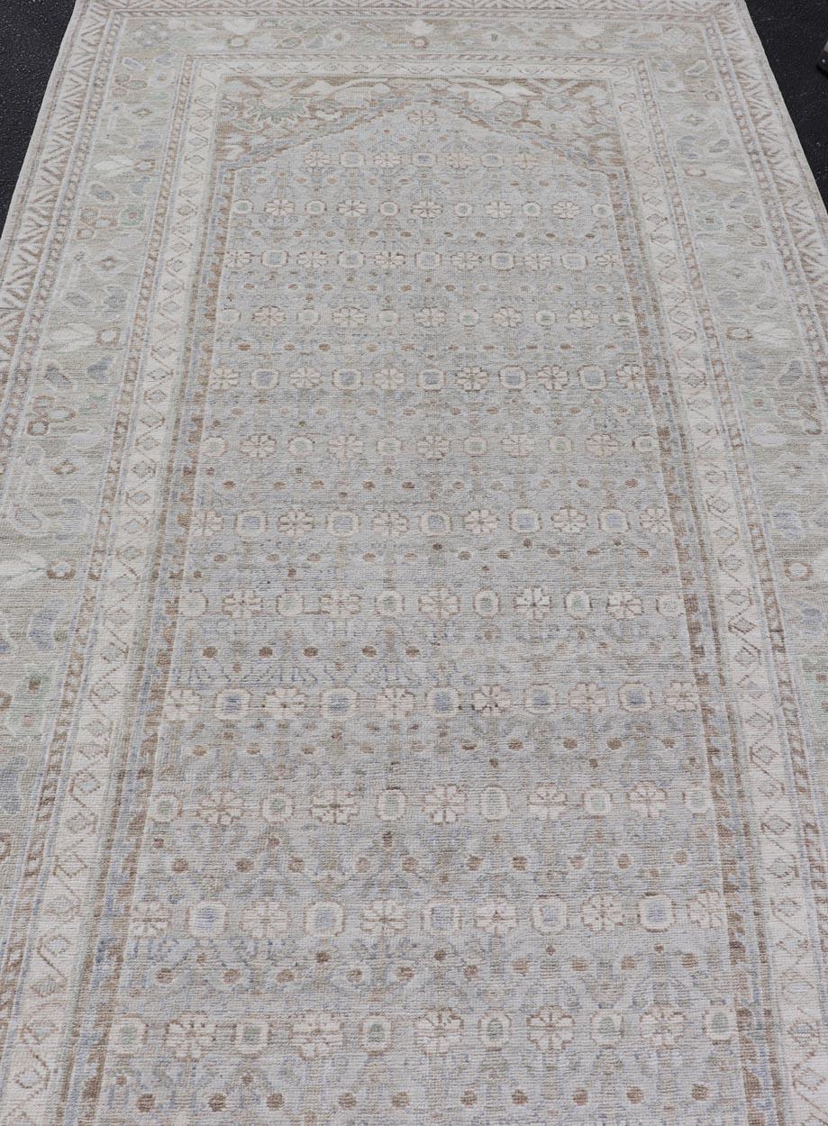 Traves de Mesa con Verde Suave, Marfil, L. Azul, Marrón, Topo  5'4 x 15' Oushak en venta