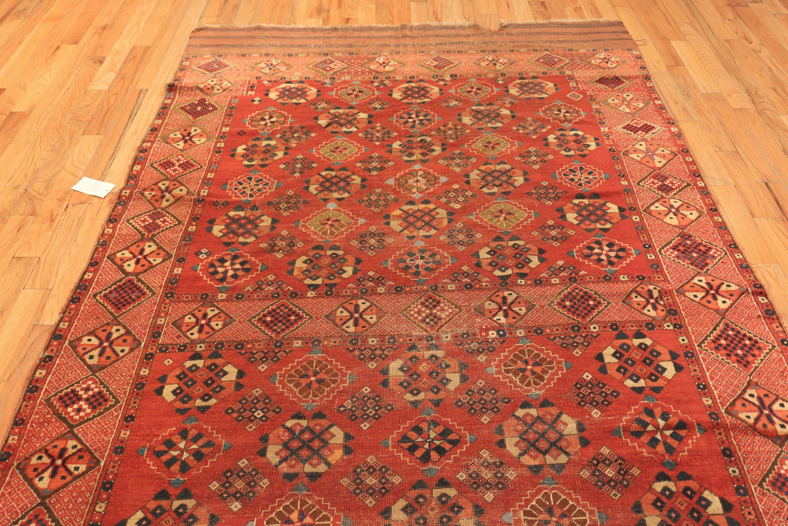 Wool Antique Afghan Bashir Rug. 6 ft 7 in x 15 ft 9 in For Sale