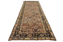 Gallery Size Antique Karabagh Handmade Wool Rug In Peach with Allover Design